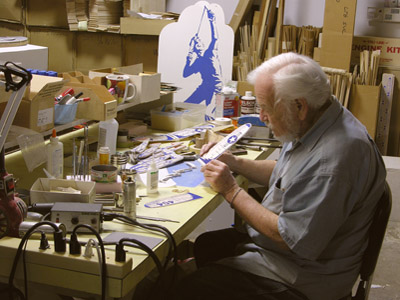 Frank Macy in his shop making American Junior Model planes