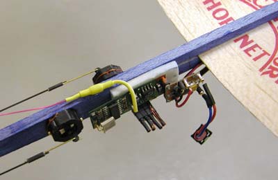 Mineature radio control mounted on Hornet fuselage