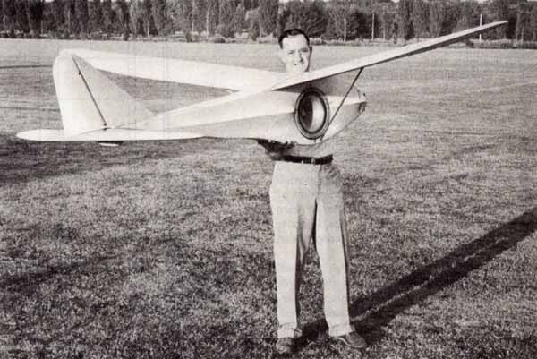 Jim Walker and his large Sonic Glider in Westmoreland Park in Portland, Oregon