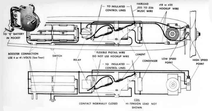 Diagram of the Two-Speed Ignition System for control line model airplanes by Jim Walker