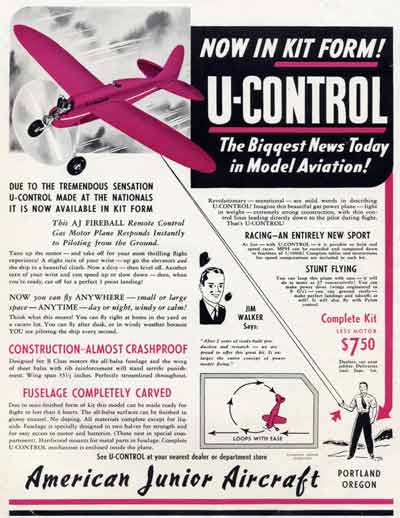 American Junior Aircraft Fireball is announced in Model Airplane News 1940