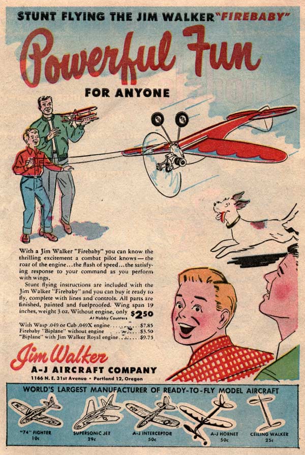 Introducing the new Jim Walker Firebaby in the 1954 Flying Models comic