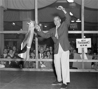 Jim Walker flying Fireball at Cleveland Hobby show in 1954