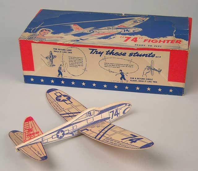 Box of 50 balsa model 74 fighters from anerican junior