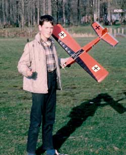 Scott Griffith with his radio control Jr. Falcon in the late 1960's